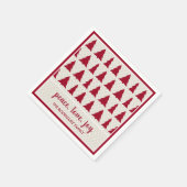 Burgundy Beige Tree Pattern Name Holiday Party Servet (Hoek)