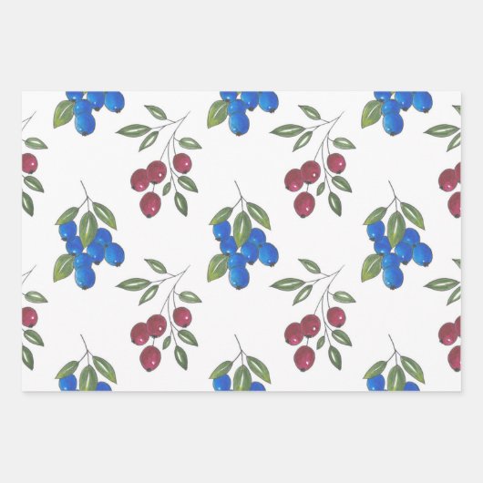 Burgundy Berries Pattern Wrapping Paper (Voorkant 2)