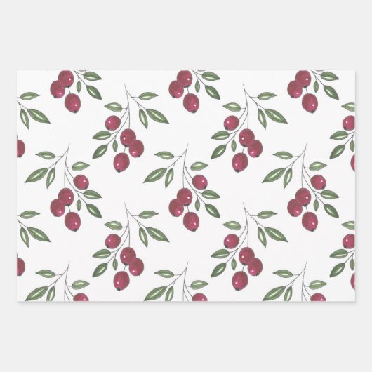 Burgundy Berries Pattern Wrapping Paper (Voorkant)