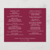 Burgundy, Berry Blue Wedding Program en tijdlijn (Achterkant)