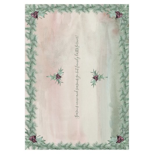 Burgundy Berry Holly Pine Kerstmis Tablecloth Tafelkleed (Voorkant)