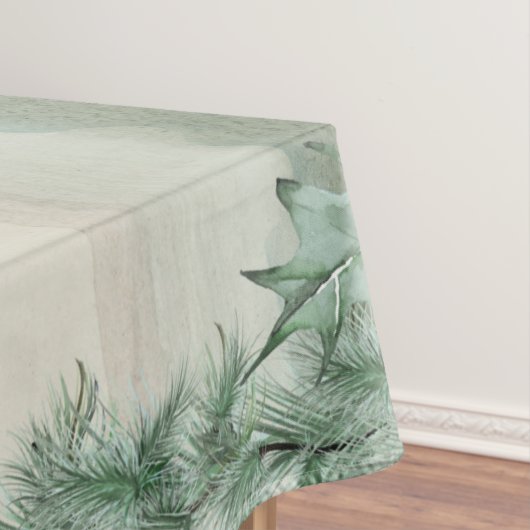 Burgundy Berry Holly Pine Kerstmis Tablecloth Tafelkleed (Voorbeeld)