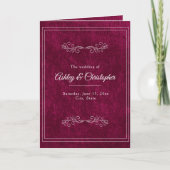 Burgundy Berry Velvet White Folded Wedding Program Programma (Voorkant)