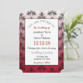 Burgundy Black Damask Classy Weddenschappen Kaart (Staand voorkant)