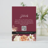 Burgundy Black Mariage Détails Carte QR (Debout devant)