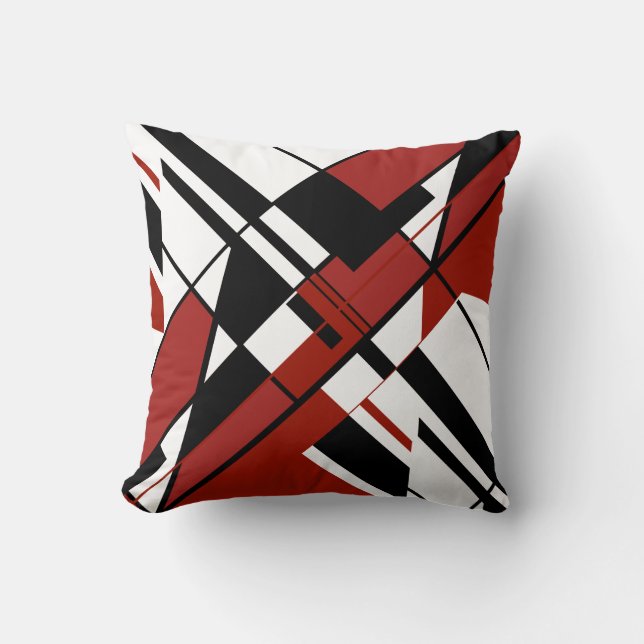 Burgundy Black op wit diagonaal hoekontwerp Kussen (Voorkant)