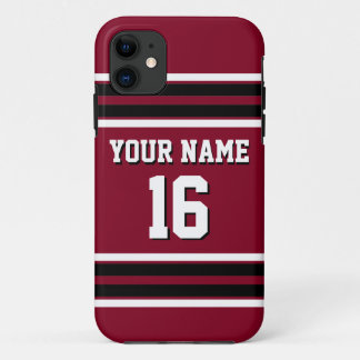 Burgundy Black Team Jersey iPhone 11 Hoesje