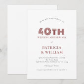 Burgundy Black Text 40th Wedding Jubileum Kaart (Voorkant / Achterkant)