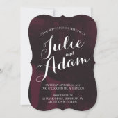 Burgundy & Black Waterverf Wedding Invitation Kaart (Voorkant)