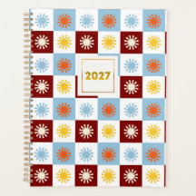 Burgundy Blauw Schachbrett Sterrenexplosie 2027 Pl