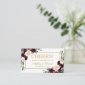 Burgundy Bleu Mariage Boire Carte Billet Or (Debout devant)