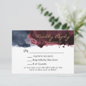 Burgundy & Bleu Nuit Aquarelle Code QR RSVP (Debout devant)