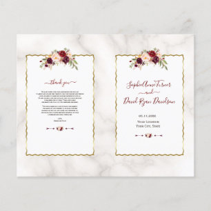 Burgundy Bloem Goud Marmer Calligrafie Programma