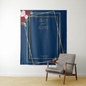 Burgundy Bloem Marine Goud Frame Blush Roze Wandkleed (In situ)