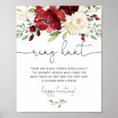 Burgundy bloem ring jacht bruids spel poster (Voorkant)