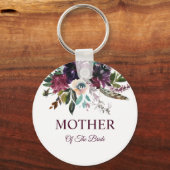 Burgundy Bloem Wit Moeder Van De Bruid Sleutelhanger (Voorkant)