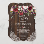 Burgundy Bloemen Brunch & Bubbels Bruidsmeisjesfee Kaart (Voorkant / Achterkant)