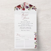 Burgundy Bloemen, Roze Bloemen, Boho Bruidsuitnodi All In One Uitnodiging (Binnen)