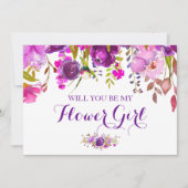 Burgundy Bloemen Wil je mijn bloemenmeisje zijn ka Kaart (Voorkant)