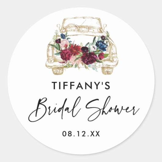 Burgundy Bloemendrive By Bruidsdouche Ronde Sticker (Voorkant)