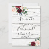 Burgundy Bloemige Elegante Rustieke Word Mijn Brui Kaart (Voorkant)