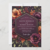 Burgundy Bloom Autumn Wedding Kaart (Voorkant)