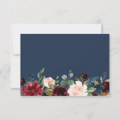 Burgundy Bloom Blush Blue Floral Wedding RSVP Kaartje (Achterkant)