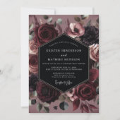 Burgundy Bloom Opulent Wedding Kaart (Voorkant)