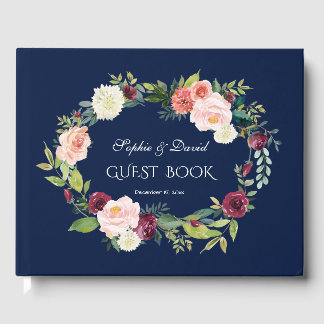 Burgundy Blozende Bloemendonkere Blauwe Krans Brui Gastenboek