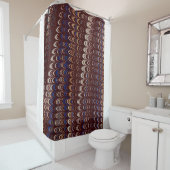 Burgundy, Blue en White Wavy patroon  Douchegordijn (In situ)