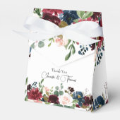 Burgundy & Blue English Flowers Wedding Bedankdoosjes (Voorkant Zijde)