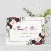 Burgundy Blue Floral Gold Mariage Merci (Debout devant)