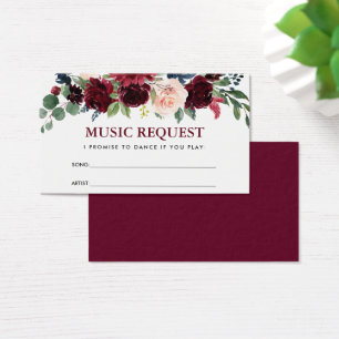 Burgundy Blue Floral Mariage Demande de chant