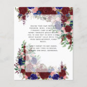 Burgundy Blue Floral Programme Menu Détails Insert (Devant)