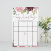 Burgundy blush baby shower bingo's (Staand voorkant)