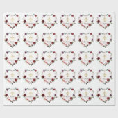 Burgundy Blush Bloemen Gouden Frame Kruis Doop Cadeaupapier (Vlak)