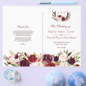 Burgundy Blush Bloemige Geweien Huwelijksprogramma (Enkel)