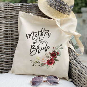 Burgundy Blush bloemige moeder van de bruid Tote Bag