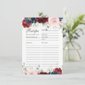 Burgundy Blush Blue Floral Recette Pour Carte Mari (Debout devant)
