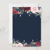 Burgundy Blush Blue Floral Recette Pour Carte Mari (Dos)