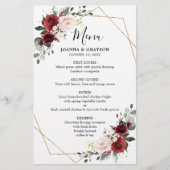Burgundy Blush Botanical Geometric WeddenMenu (Voorkant)