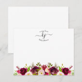 Burgundy Blush Botanische Bloemige Monogram Notiti Bedankkaart (Voorkant / Achterkant)