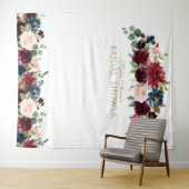 Burgundy Blush Bruiloft Foto Booth Achtergrond Wandkleed (In Situ (horizontaal))