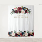 Burgundy Blush Bruiloft Foto Booth Achtergrond Wandkleed (Voorkant)