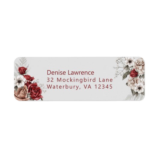 Burgundy Blush en White Roses Weddenschap Label (Voorkant)