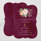 Burgundy Blush | Faire-part de mariage floral (Devant / Derrière)