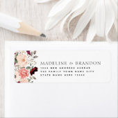 Burgundy Blush Floral Bride & Groom Address Etiket (Insitu)