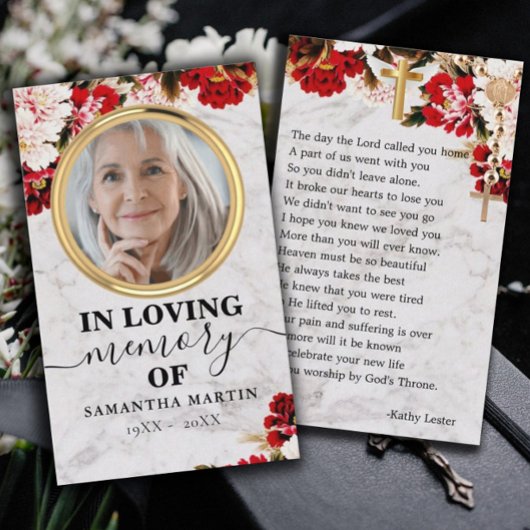 Burgundy Blush Floral Carte photo de prière