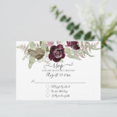 Burgundy Blush Floral Elégant Mariage RSVP (Debout devant)