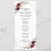 Burgundy Blush Floral Geometric Wedding Reception Programma (Achterkant)